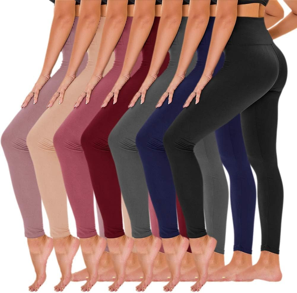 7 Pack High Waisted Leggings for Women - Buttery Soft Workout Running Yoga Pants