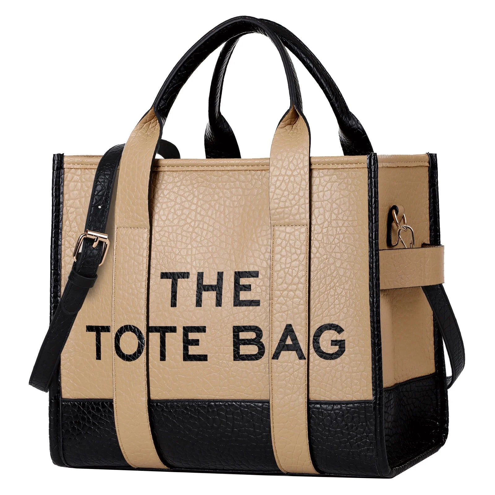 Tote Bags,Leather Dark Khaki Leisure Bags with Zipper,Medium Shopping Handbags for Women