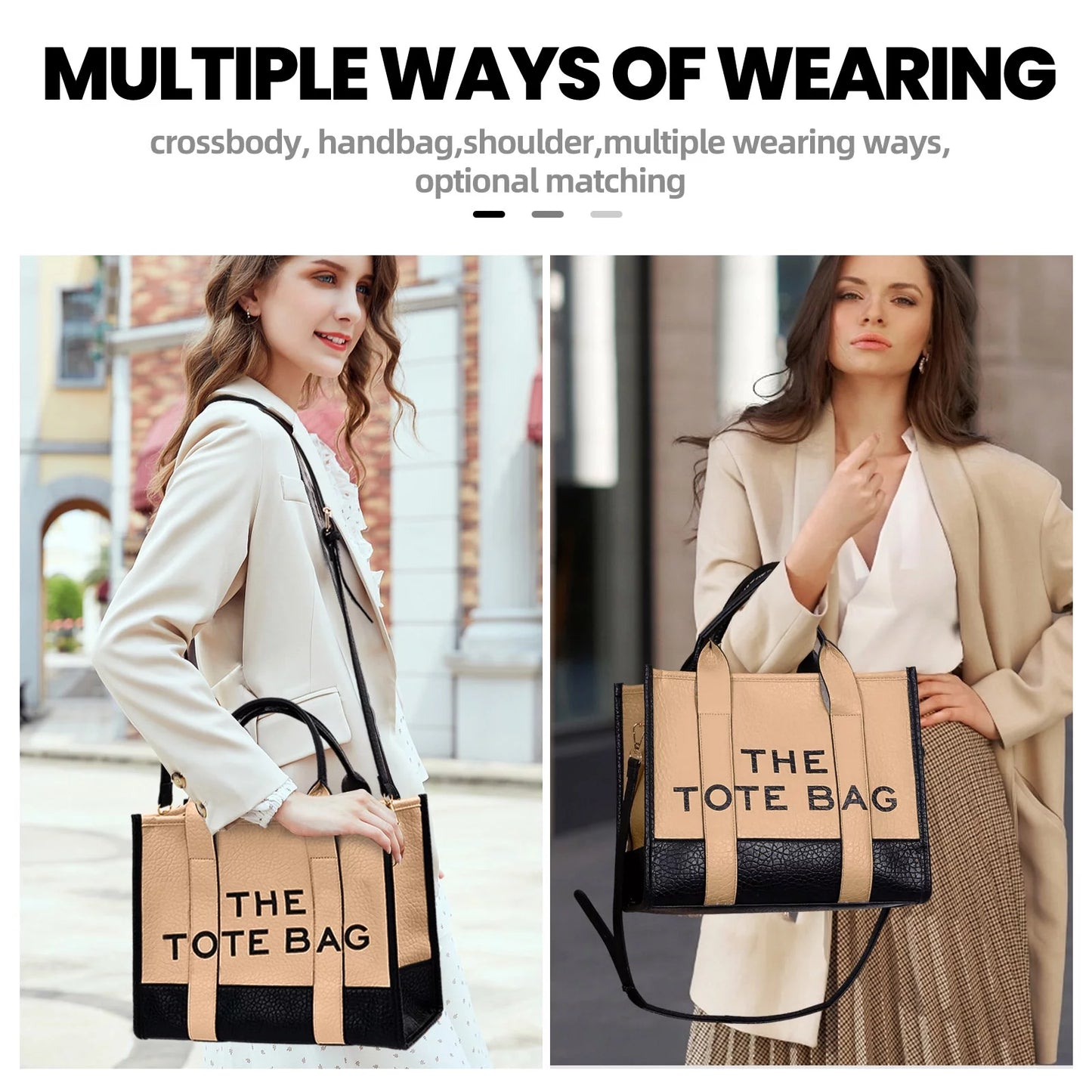 Tote Bags,Leather Dark Khaki Leisure Bags with Zipper,Medium Shopping Handbags for Women